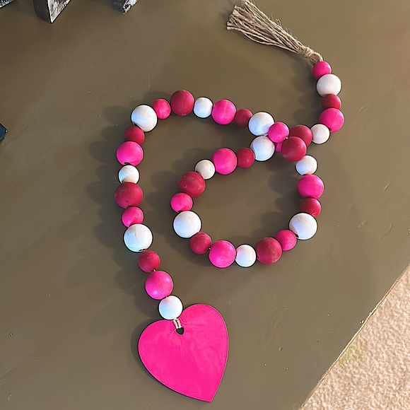 Handmade Other - Tier Tray Decor Valentine 💘 Wood Painted Beads